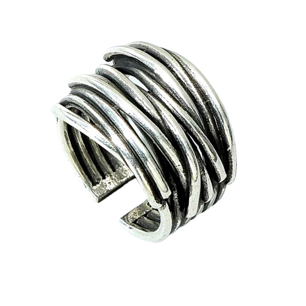 Silver Layered Cuff Ring